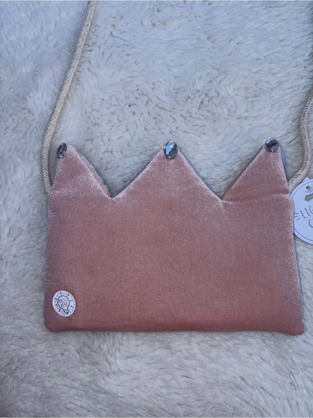 NWT Mud Pie Purple Pink Double Sided Light Up Crown Purse Velvet Magnetic